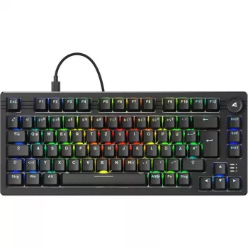 Sharkoon SGK25 klaviatūra, namų, USB, QWERTZ, vokiška, juoda, 75%, RGB LED