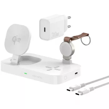 Mobiliojo įrenginio įkroviklis 4smarts 540994 Vidinis DC USB belaidis greitas įkrovimas 12 V įvestis 5 V išvestis USB-C prievadas Apsauga nuo viršįtampio ir trumpojo jungimo Balta