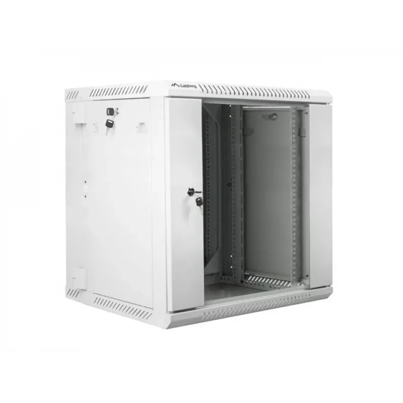 DVIEJŲ SEKCIJŲ SIENINĖ STOVA STEBĖJIMO SPINTA 19 inch 12U 600X600 PILKA LANBERG (PLOKŠČIA PAKUOTĖ)