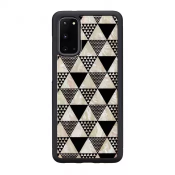 Apsauginis telefono dėklas iKins Samsung Galaxy S20 — piramidės tekstūra, juodas