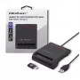 ID kortelių skaitytuvas QOLTEC Smart chip ID card scanner — USB, juodas, 84,5×65×16 mm, 63 g