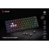 Mechaninė žaidimų klaviatūra SAVIO JuodaOUT X2 PEACH — 61 klavišų 60 % QWERTY, RGB LED, karštasis keitimas, USB Type-A/Type-C, nuimamas laidas