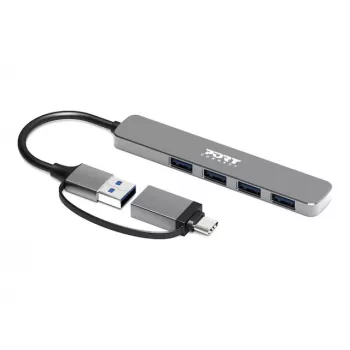 PORT CONNECT | Hub USB-C/USB-A vers 4 prievadų USB-A 3.0 5Gbps