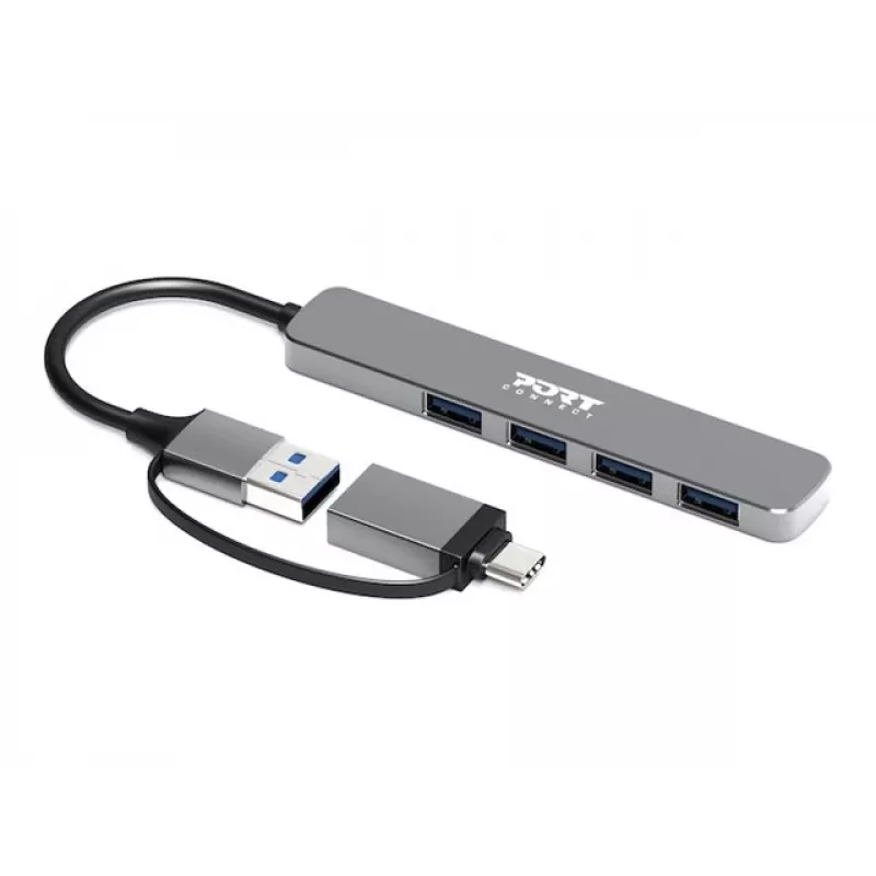 PORT CONNECT | Hub USB-C/USB-A vers 4 ports USB-A 3.0 5Gbps