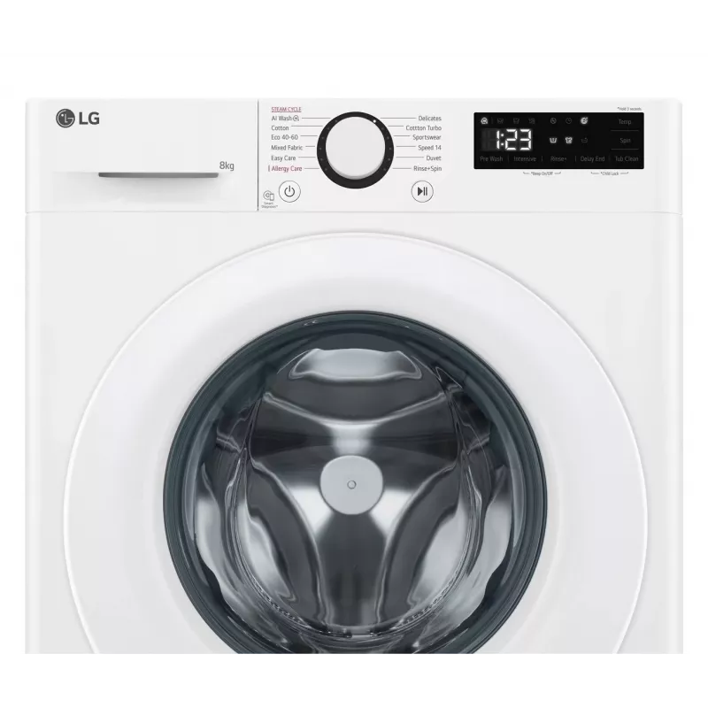 LG | Skalbimo mašina | F2WR508SWW | Energijos efektyvumo klasė A-10% | Įkraunama iš priekio | Skalbimo talpa 8 kg | 1200 aps./min | Gylis 47,5 cm | Plotis 60 cm | Ekranas | LED | Garo funkcija