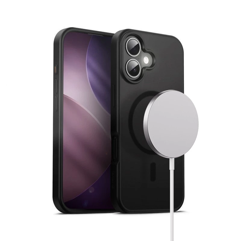 Crong Hybrid Frost MAG apsauginis dėklas iPhone 17, matinės juodos spalvos