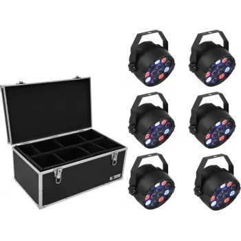 LED PAR šviestuvų rinkinys EUROLITE 20000626, 6×36W RGB, scenos apšvietimo prožektoriai