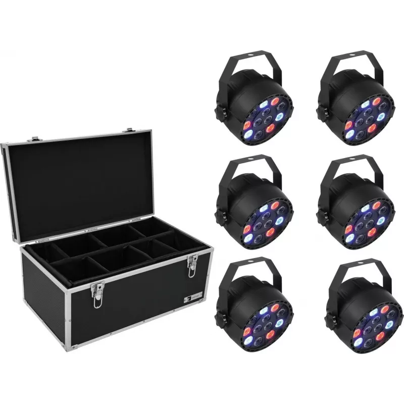 LED PAR šviestuvų rinkinys EUROLITE 20000626, 6×36W RGB, scenos apšvietimo prožektoriai