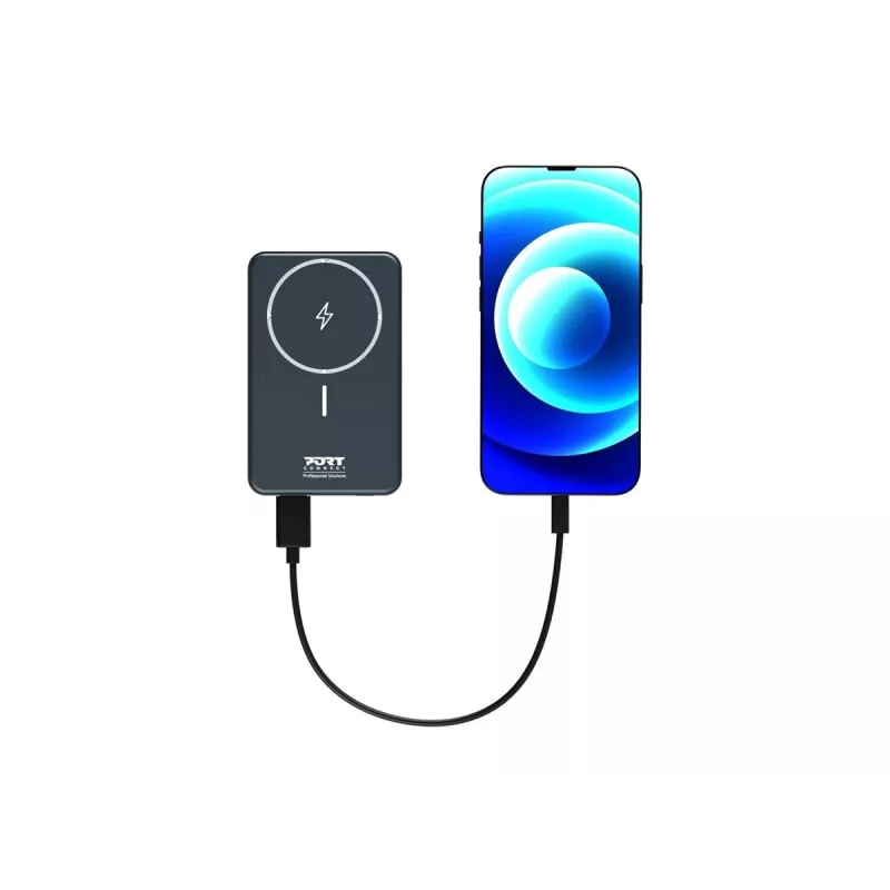 Port Designs 907005 belaidžio įkrovimo 10000 mAh išorinė baterija juoda