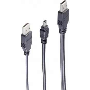 USB laidas ShiverPeaks BS77150 0.6m 2x USB A Mini-USB B juodas