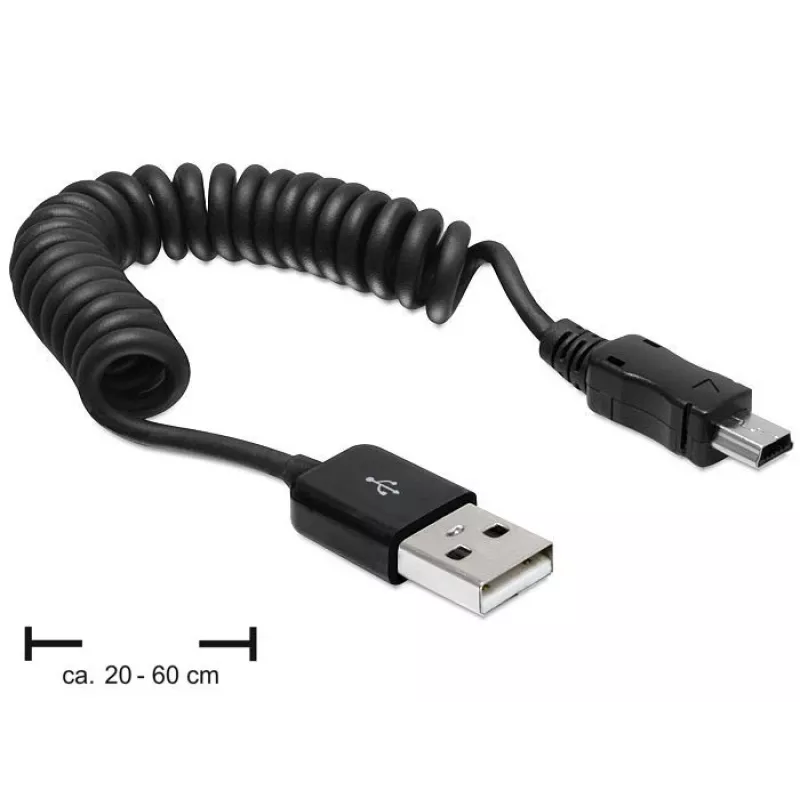 USB laidas DeLOCK USB 2.0 0,6 m USB A į Mini-USB A juodas