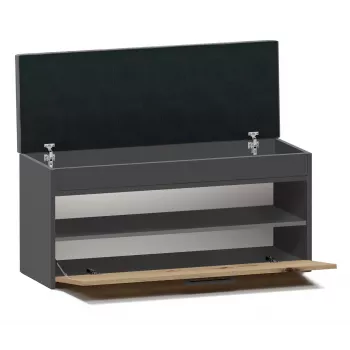Uždara batų spintelė Top e Shop PARMA — antracitas ir ąžuolas, medžio drožlių plokštė, 1000×490×350 mm