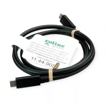ROLINE USB3.2Gen2 kabelis PD 20V5A Type C-C ST/ST 0.5m - kabelis - Digital/Data - 0,5 m (11.99.9057)
