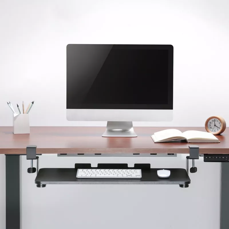 Maclean MC-839 slydimo platforma klaviatūrai | Po stalu esantis stalčius klaviatūrai ir pelei | Užspaudžiamas klaviatūros padėklas | Ergonomiškas darbo vietos sprendimas