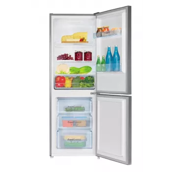 Šaldytuvas-šaldiklis AMICA FK2425.4UNTX(E) pastatomas 277 L bendras, apatinis šaldiklis 74 L, inverteris, sidabrinis, 1593×540×550 mm