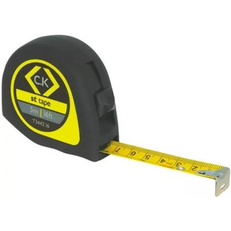 Matavimo juosta c.k tools T3442 — 3 m ilgis, plieninė juosta, kompaktiškas korpusas