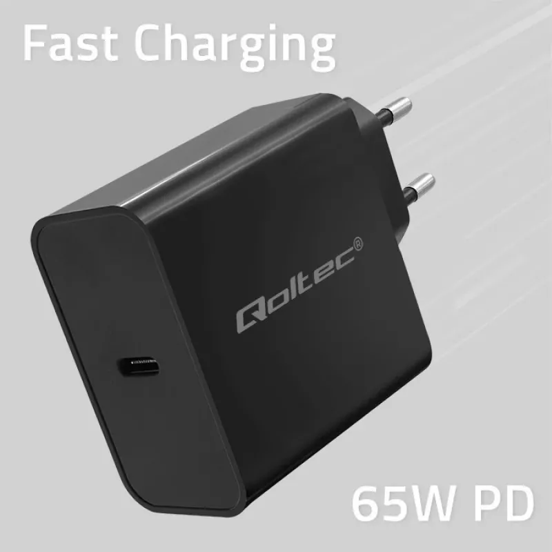 Įkroviklis QOLTEC Super Quick PD 65W USB‑C Power Delivery 5–20V, 1x USB‑C, USB PD 3.0, Type C kištukas, 65 W