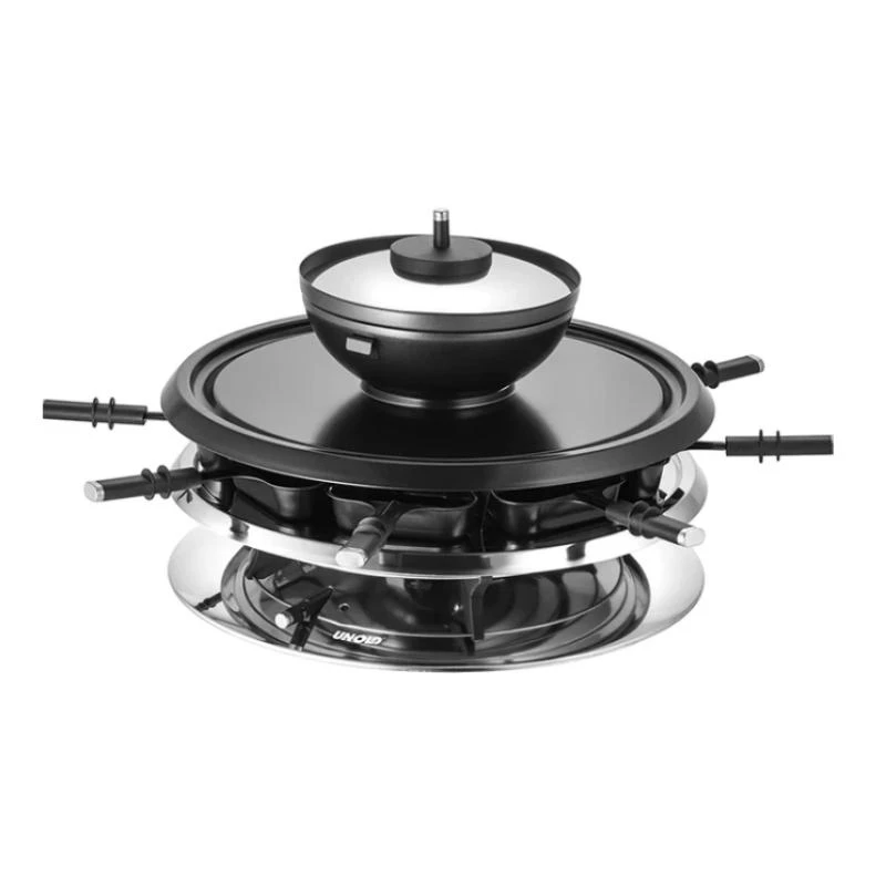 Unold 48726 raclette grilis 8 asmenims 1300 W Juoda, Nerūdijantis plienas