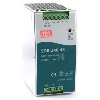 Mean Well SDR-240 serijos SDR-240-48 - Maitinimo šaltinis (galimas montavimas ant DIN bėgelio) - AC 115/230 V - 240 W - aktyvus PFC (SDR-240-48)