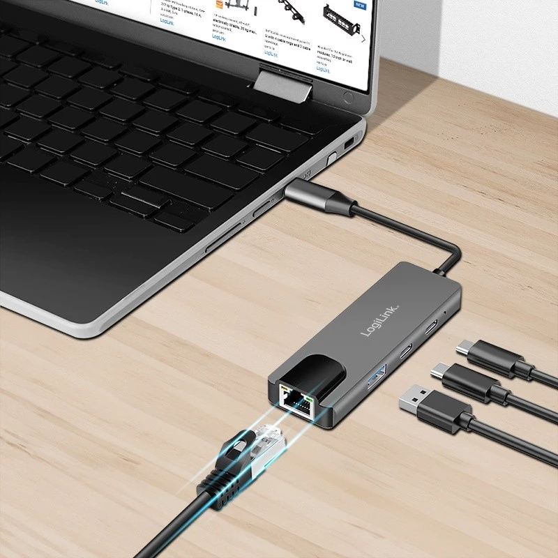 USB3.2 Gen1 šakotuvas, 3 prievadų, su 2.5G eterneto prievadu