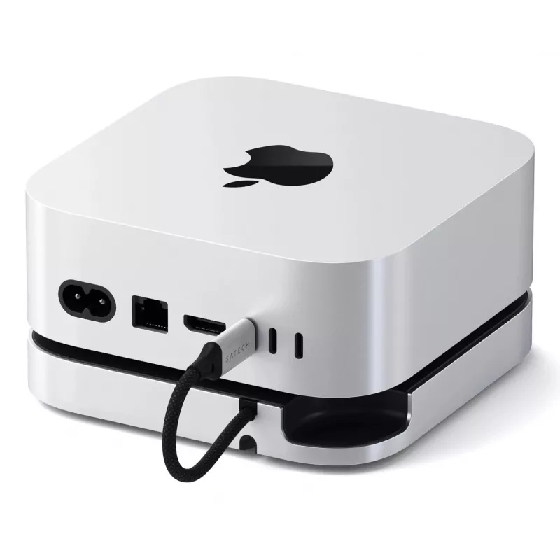 Satechi nešiojamojo kompiuterio dokas / prievadų kopijuoklis ST-GNMMES — laidinis USB 3.2 Gen 2 Type-C šakotuvas, USB-A ir SD, sidabrinis