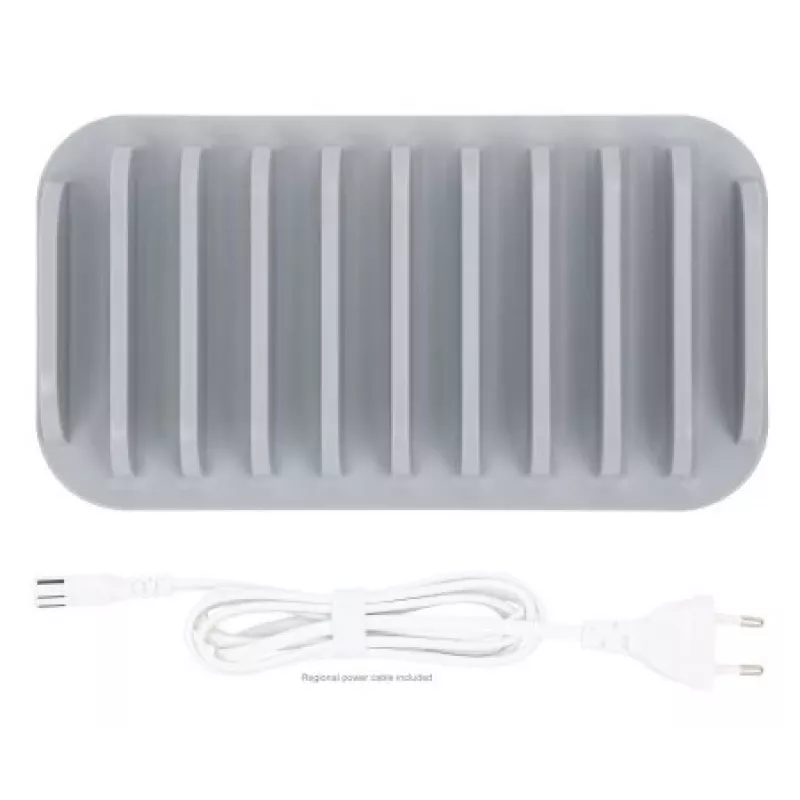 Manhattan Charging Station, 10x Ports: 3x USB-C (up to 18W PD) and 7x USB-A (up to 12W), 120W Total Output, White/Pilka, Three Year Warranty