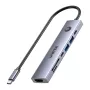 USB-C šakotuvas Unitek H1124AGY01 su 100W PD, HDMI 2.0, 2x USB‑A, 2x USB‑C, SD/microSD skaitytuvu — aliuminis