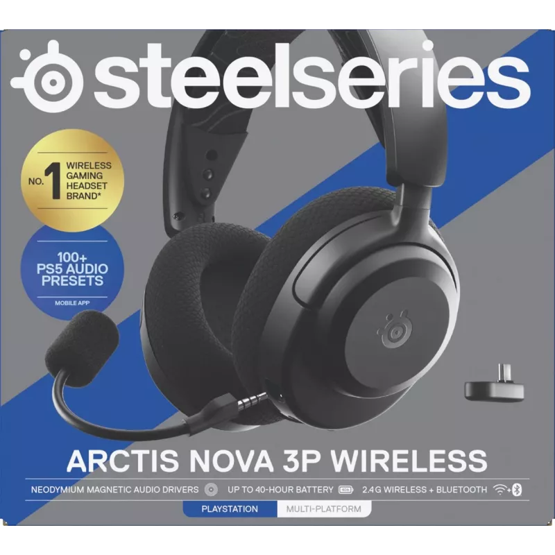 Headset STEELSERIES Arctis Nova 3P Wireless Bluetooth Circumaural Head-band, 20–22000 Hz, 260 g, Juoda