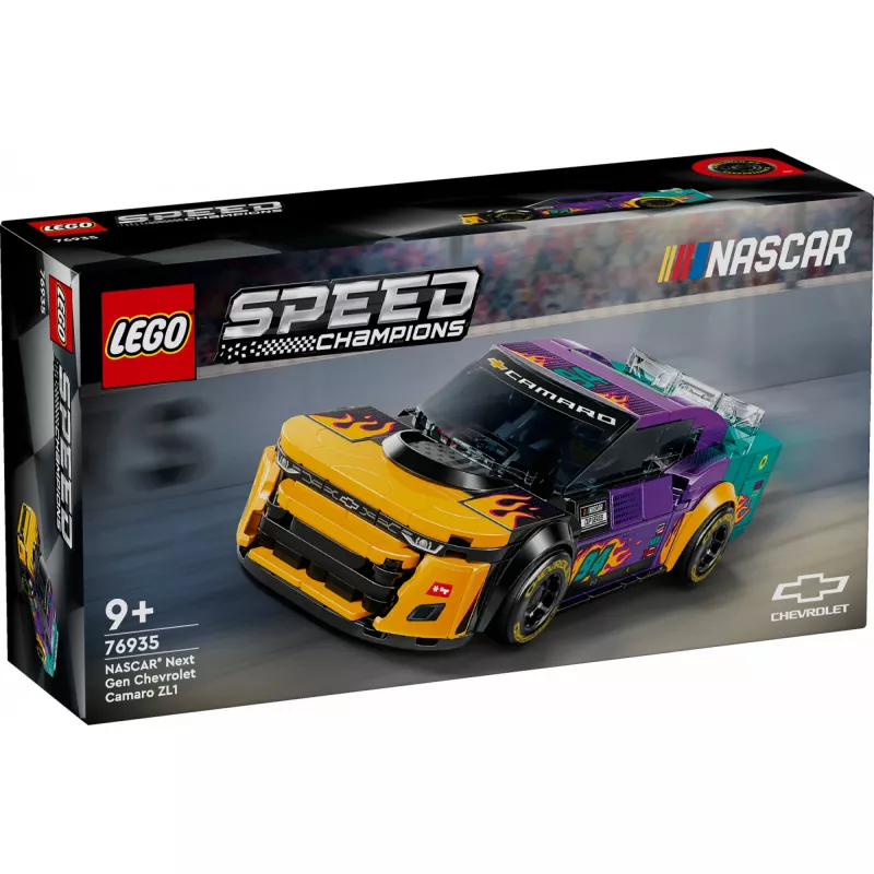 Konstruktorius LEGO Speed Champions 76935 NASCAR Next Gen Chevrolet Camaro ZL1, 328 detalės, 1 minifigūrėlė, amžius 9+