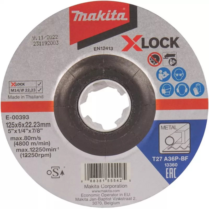 Makita – šlifavimo diskas – metalui – 125 mm – grūdėtumas: A36P-BF