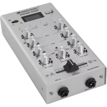 Mini maišytuvas Omnitronic GNOME-202P, 2 kanalų kompaktiškas maišytuvas su 3 juostų EQ