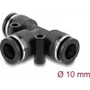 Pneumatinė T‑jungtis DELOCK 10 mm su dviem tvirtinimo angomis, juoda metalo/plastiko, vidinis sriegis, 55 mm
