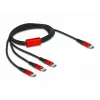 USB įkrovimo laidas DeLOCK 3 viename USB Type-C į 3 x USB Type-C 1 m juoda/raudona