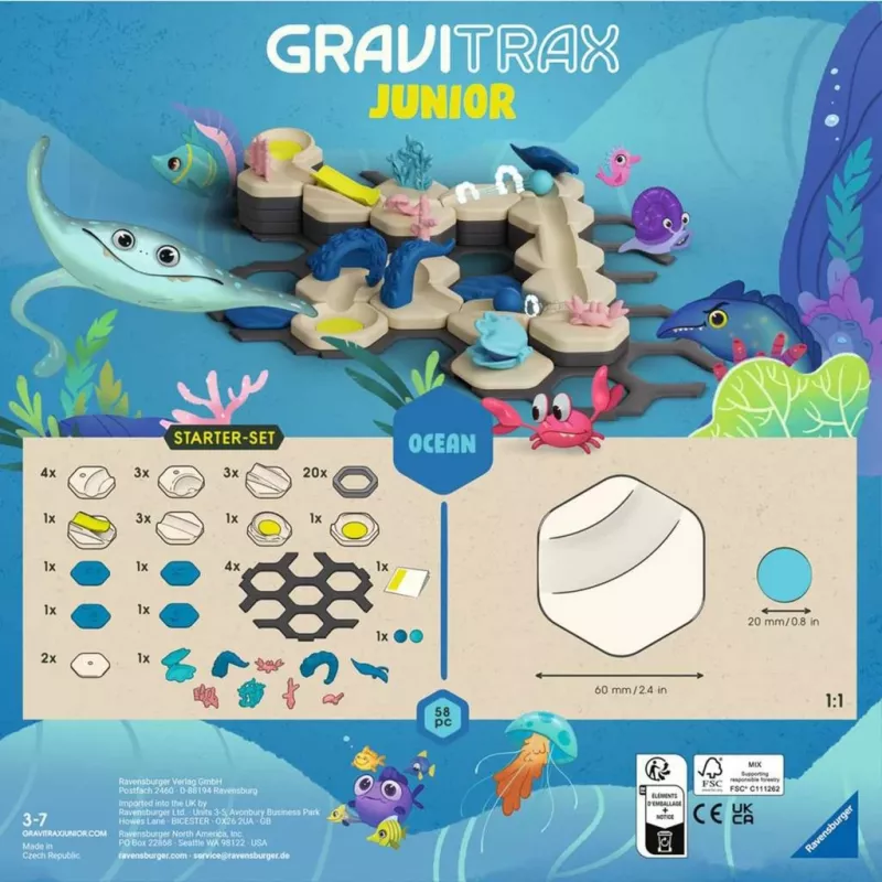Rutuliukų ridenimo konstrukcinis rinkinys Ravensburger GraviTrax Junior Starter Set S dykumos trasa, modelis 24585