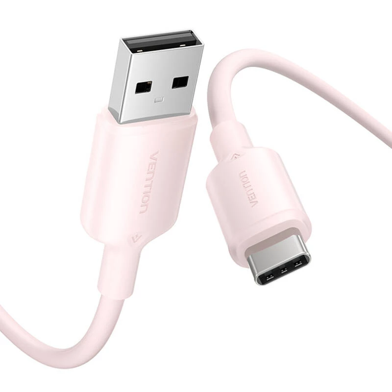 USB 2.0 A į USB-C 3A laidas Vention CTQPF 1M (rožinis)