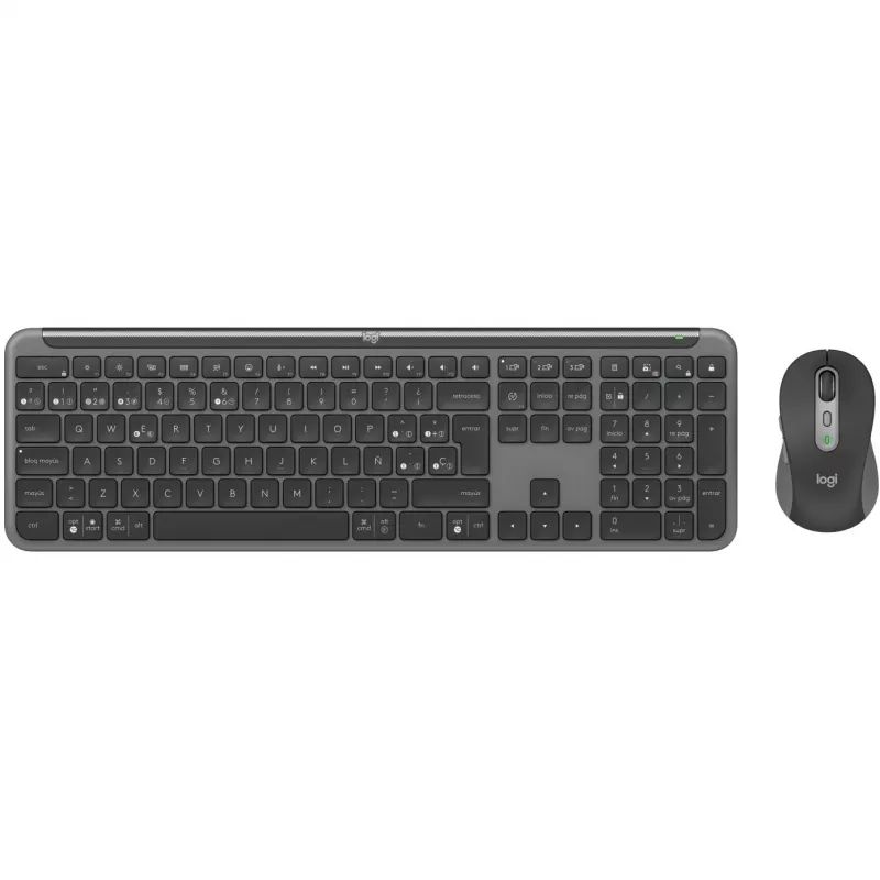 Logitech Signature plonas Combo MK950 - klaviatūros ir pelės rinkinys - 100% - pilno dydžio - belaidis - Bluetooth 5.1 LE - QWERTY - ispanų - grafitas (920-012486)