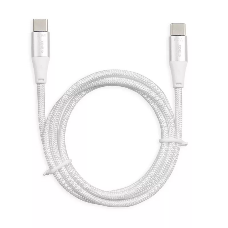 USB-C į USB-C kabelis IBOX IKUTC2W 2 m, USB 2.0, 3 A, balta, tekstilės pynė