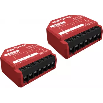 Išmanusis jungiklis Shelly SHELLY_1PM_GEN3_2ER — belaidis 110–240 V, 1,2 W suvartojimas, maks. 240 V, plastikinis korpusas, 42×16×37 mm, 2 vnt. pakuotė