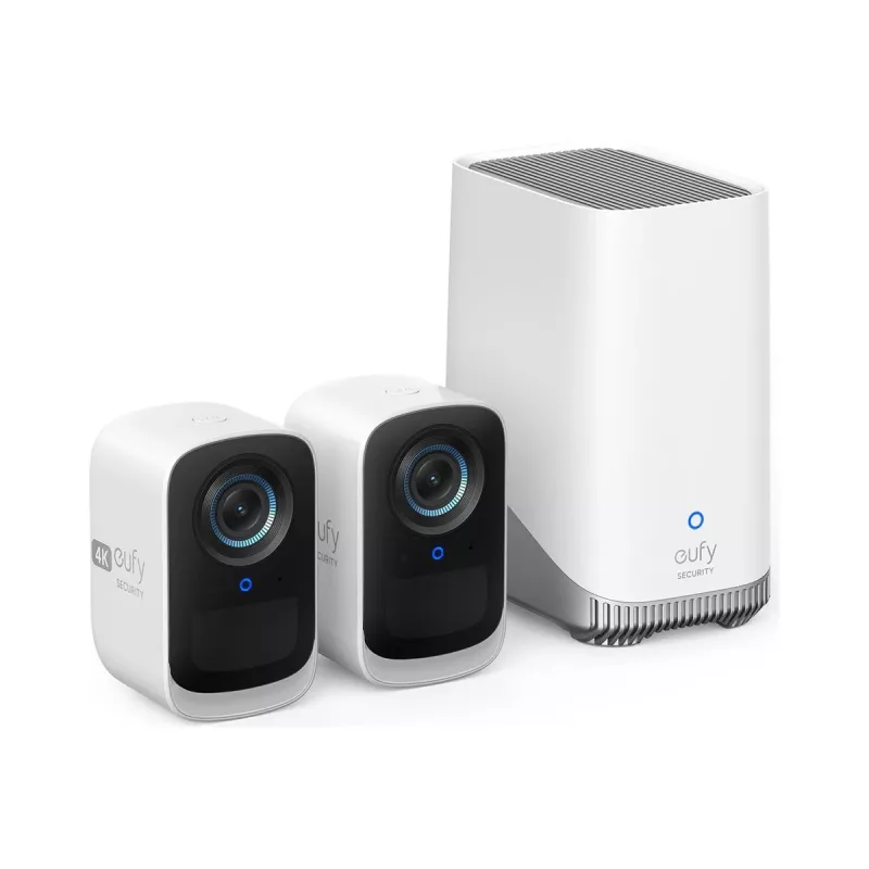 Eufy Security S300 EufyCam 3C 2-Cam Kit Security Camera Outdoor Wireless, 4K Camera, Expandable Local Storage up to 16TB, Face Recognition AI