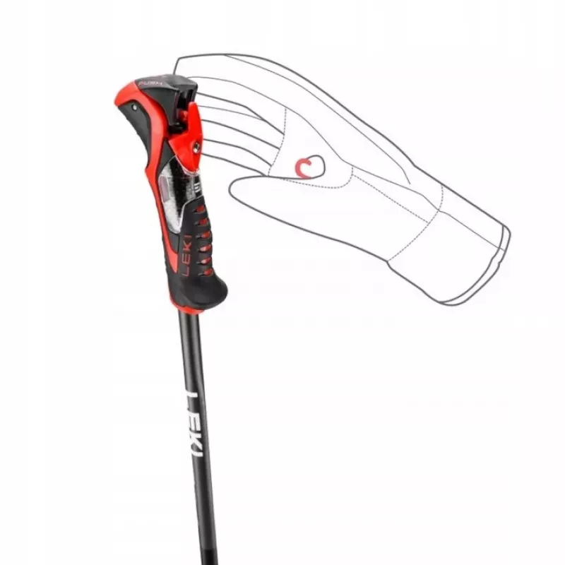 Slidinėjimo lazdos Leki 3D AIRFOIL juoda/raudona 120 cm