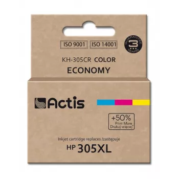 Rašalo kasetė ACTIS KH-305CR suderinama su HP 305XL — spalvota (žalsvai mėlyna, rausvai raudona, geltona), dažų pagrindo 18 ml, standartinė išeiga, vienetinis paketas
