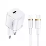 Nešiojamasis telefono įkroviklis usams T36 su 1x USB-C PD3.0 ir integruotu Lightning kabeliu
