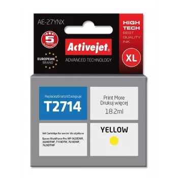 Suderinama rašalo kasetė ActiveJet AE-27YNX (Geltona, High XL, 18,2 ml) Epson spausdintuvams