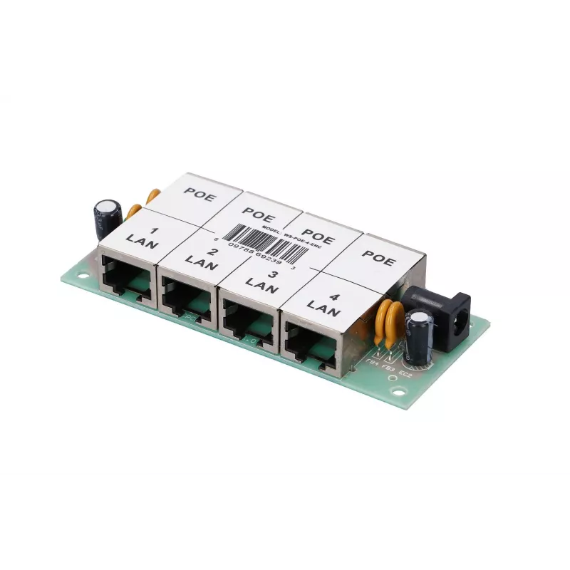 PoE injektorius Extralink 4 prievadų 4x 100Mb/s RJ45, Fast Ethernet, 48 V, be korpuso