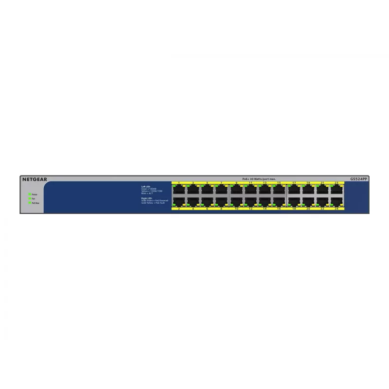NETGEAR GS524PP Nevaldomas Gigabit Ethernet (10/100/1000) Power over Ethernet (PoE) Pilka