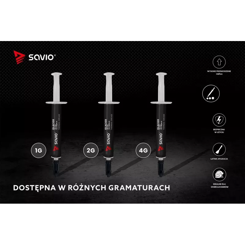Termo pasta SAVIO TG-03 1 g — 13,5 W/m·K, pilka, su aplikatoriumi ir mentele
