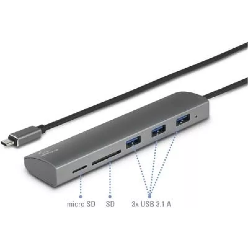 Renkforce RF-3374948 Sąsajos šakotuvas USB 2.0 Type-C 5000 Mbit/s Sidabrinis (RF-3374948)
