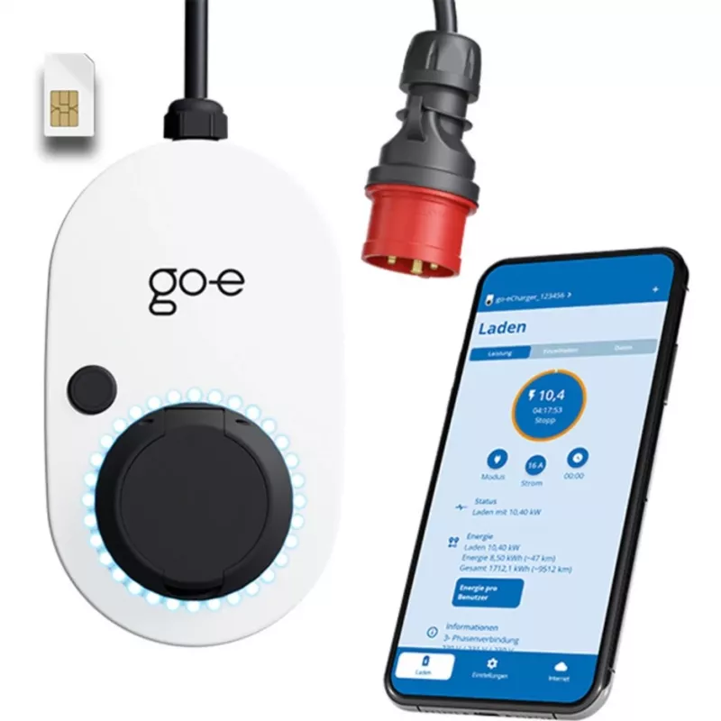 Įkroviklis Gemini flex 2.0, 22 kW (32A 3 fazės), Wallbox balta/juoda, mobilus įkrovimo dokas, 4G/LTE