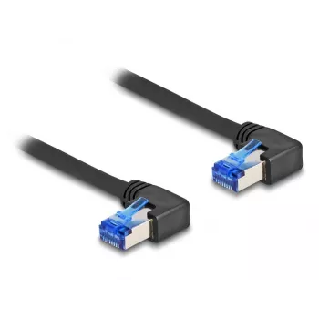 Tinklo laidas DeLOCK RJ45 Cat.6A S/FTP Dešiniojo kampo 1m Juodas