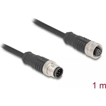 Delock M12 laidas A koduotas 8 kontaktų kištukas į lizdą PVC 1 m (80803)